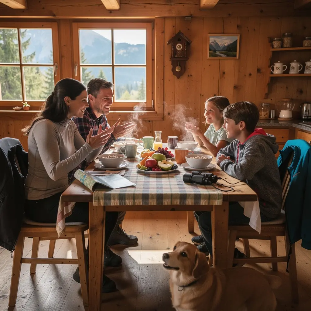 Ein Wanderer studiert eine detaillierte Karte des Schwarzwalds, während er an einem malerischen Aussichtspunkt pausiert.